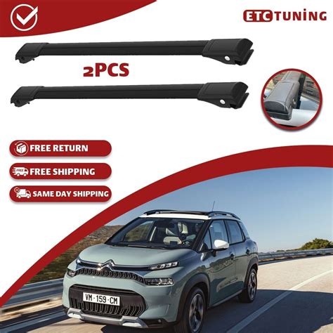 Cross Bars Roof Rack Black Fit Citroen C Aircross Roof Bars