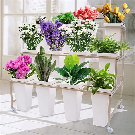 Kepmogoh Flower Display Stand With 12pcs Buckets 3 Layers