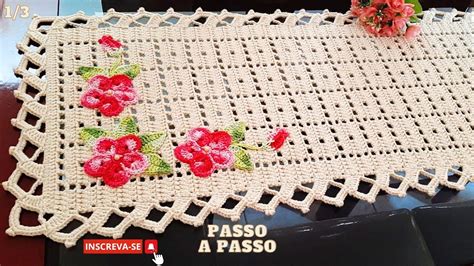 CAMINHO DE MESA PRIMAVERA EM CROCHÊ FILÉ TRILHO DE MESA LINDO FÁCIL DE