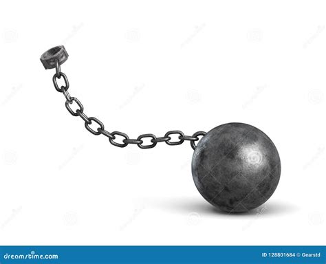 3d Rendering Of A Lying Iron Ball Attached To A Shackle With A Strong