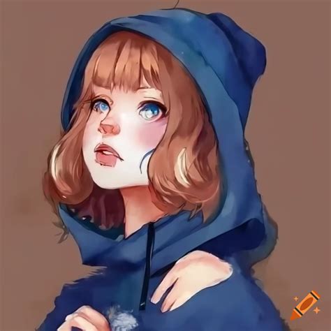 Cute Anime Fox Girl In A Navy Hoodie On Craiyon