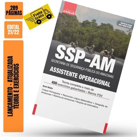 Apostila Concurso Ssp Am Assistente Operacional Completa Parcelamento