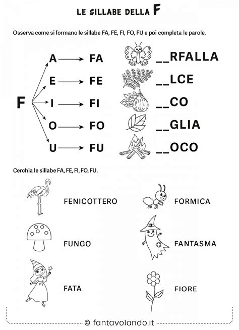 Schede Didattiche Di Italiano Scopriamo La Lettera F Fantavolando