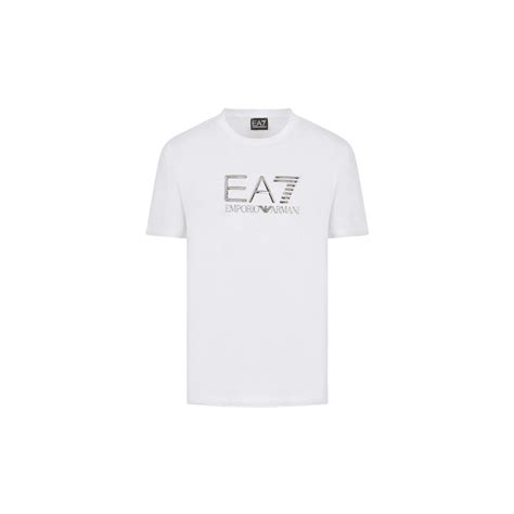 Emporio Armani Ea Cotton Lux Raised Logo White T Shirt Clothing From