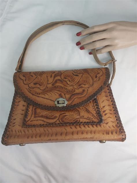 S Mexican Tooled Leather Handbag Gem