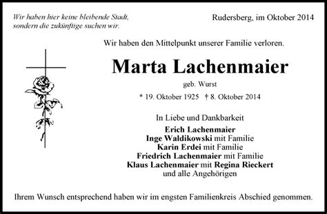 Traueranzeigen Von Marta Lachenmaier ZVW Trauer