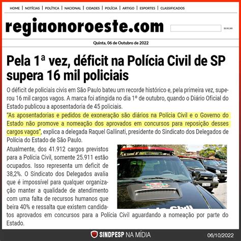 Déficit na Polícia Civil de SP é tema em diversos veículos de notícias