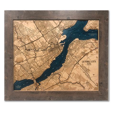 Quebec City Map St Lawrence River Map Custom Wood Map 3D - Etsy