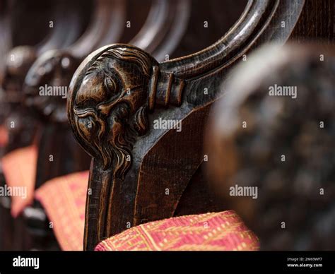 Carved Faces On The Armrests Of The Thirteenth Century Early English