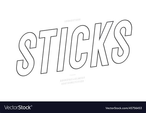 Sticks Font Slanted Style Modern Typography Vector Image