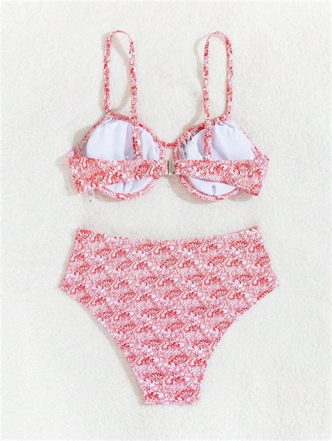 SHEIN VCAY Conjunto De Bikini Separado Con Estampado Floral Para Mujer Sexy Para Vacaciones