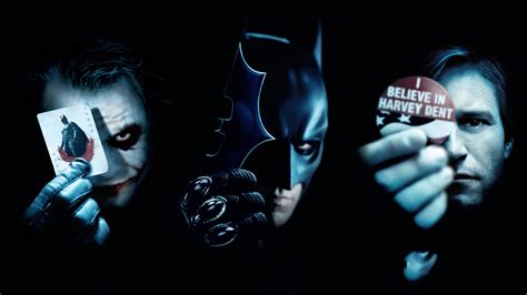 The Dark Knight Hd Wallpaper Batman Joker And Harvey Dent Showdown