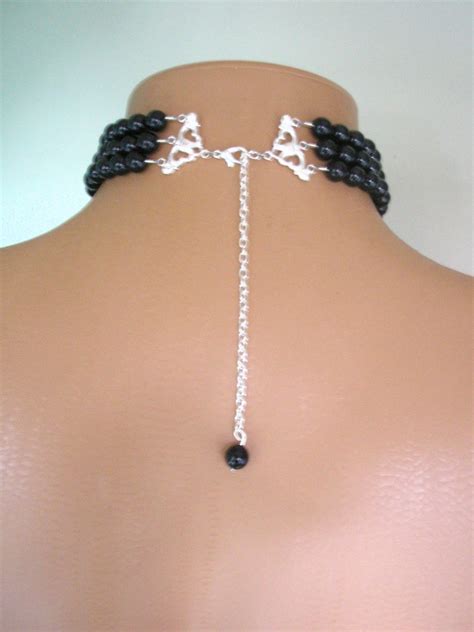 Black Pearl Choker Swarovski Mystic Black Pearls Onyx Etsy