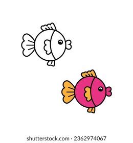 Pink Cartoon Fish Vector Illustration Stock Vector (Royalty Free ...