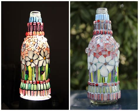 Blackmagic Mosaic Bottles Mosaic Flowers Glass Bottle Crafts