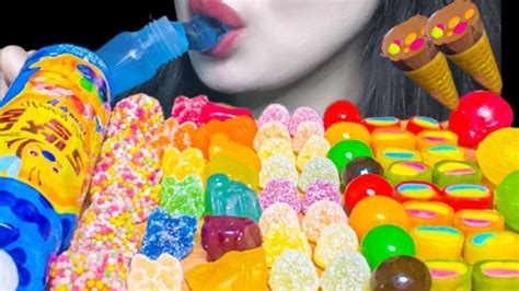 Asmr 무지개 젤리 꿀젤리 먹방 Rainbow Jelly Gummy Party Honey Mukbang Eating