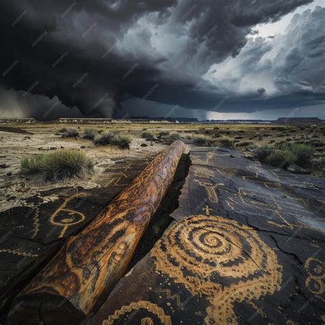 A tornados passage through a desert uncovers ancient petroglyphs
