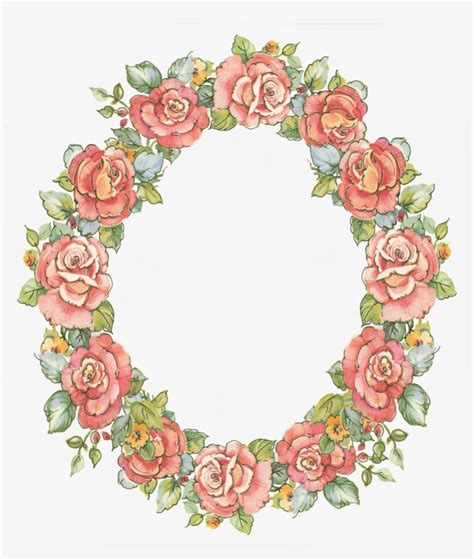 Digital Vintage Rose Frame Vintage Floral Frame Oval Png Image