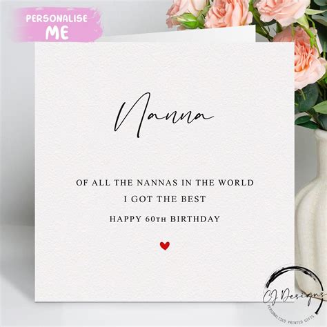 personalised nanna birthday card    world  red heart