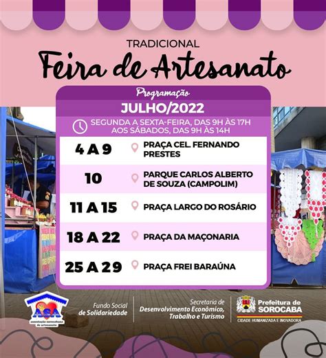 Confira a programação da Feira de Artesanato de Sorocaba no mês de