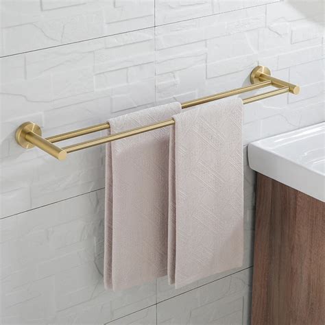 Vibrant Moderne Brushed Gold Towel Racks Fashion Gold Color Double Bar 304 Stainless Steel