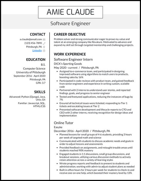 5 Entry Level Software Engineer Resume Samples In 2024