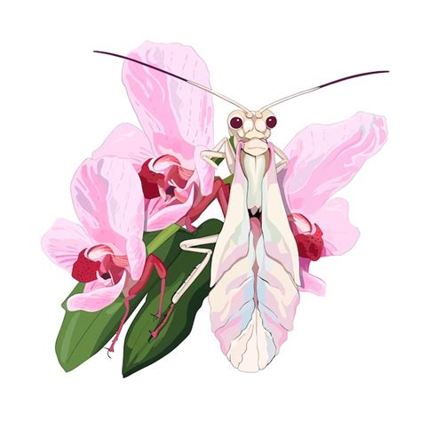 Premium Vector Hand Drawn Flat Color Orchid Mantis Illustration