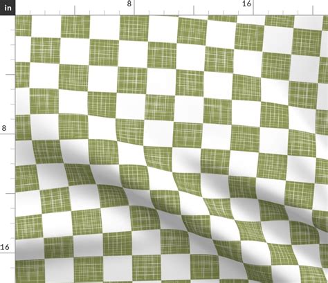 Green And White Patchwork Checkerboard Fabric Spoonflower