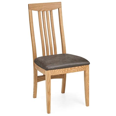 Burrswood Oak Slatted Back Dining Chair Brown Faux Leather Dining