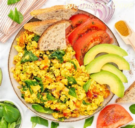 Quick Curried Tofu Vegan Egg Scramble WellnessDove