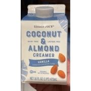 Trader Joe S Coconut Almond Creamer Vanilla Calories Nutrition