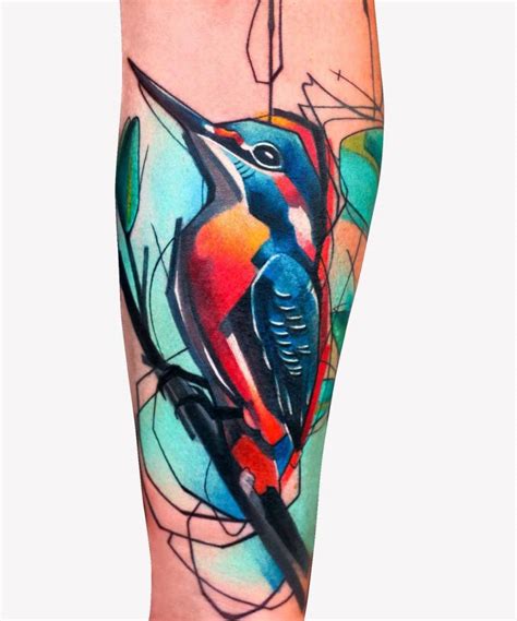 Watercolor Style Kingfisher Tattoo Located On The Inner