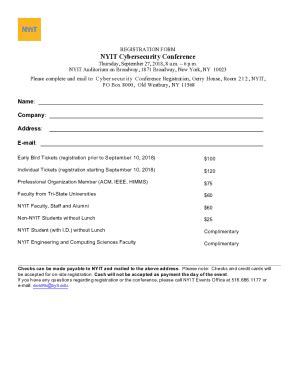 Fillable Online Cybersecurity Conference Registration Form Fax Email