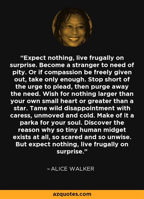 Alice Walker Quote Expect Nothing Live Frugally On Surprise Become A