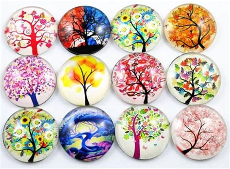 12 25mm Mixed Handmade Glass Cabochons Pattern Domed Jewelry Etsy