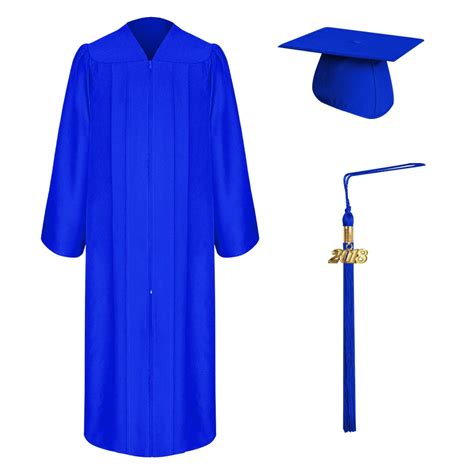 Matte Royal Blue Graduation Cap Gown And Tassel Sethigh School