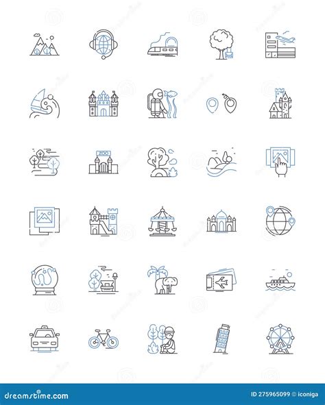 Wanderlust Tourism Line Icons Collection. Adventure, Culture
