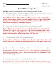 Of Mice And Men Study Guide Section 5 Key Pdf Name English 7 8 Date