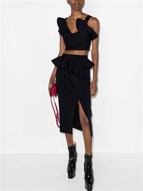 Alexander McQueen Ruffle Detail High Waisted Skirt Farfetch