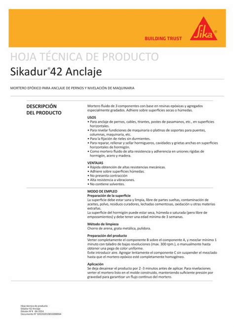 PDF Sikadur 42 Anclaje Sika Ecuador DOKUMEN TIPS