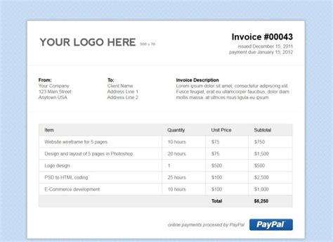 Simple Html Invoice Template Masterbundles