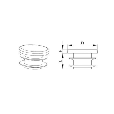 20 mm Diam Lamellen Stopfen für Rundrohre 20 mm Aussendiameter GRAU