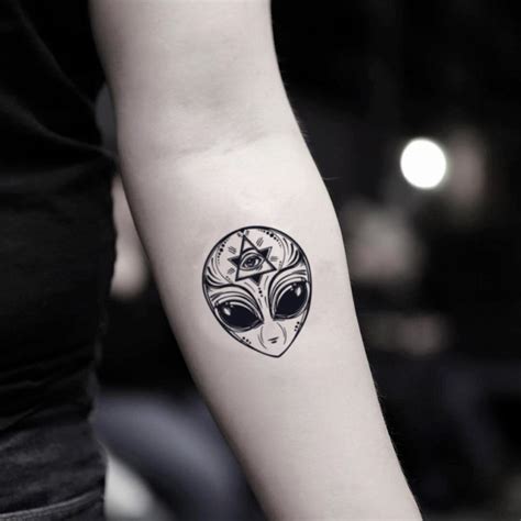 Alien Head Temporary Tattoo Sticker - OhMyTat