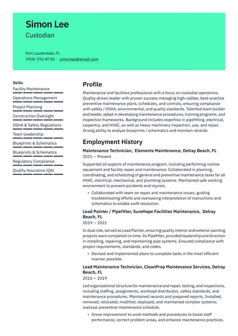 Custodian Resume Example & Writing Guide