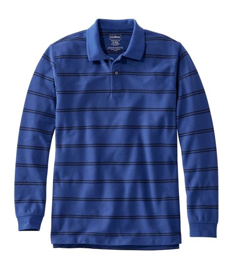 Mens Premium Double L® Polo Long Sleeve Without Pocket Stripe Polo