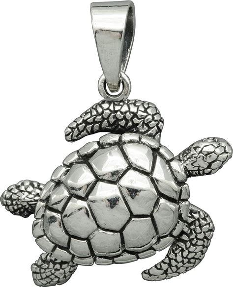 Beldiamo 5 G 925 Sterling Silver Hawaiian Sea Turtle Pendant Carved