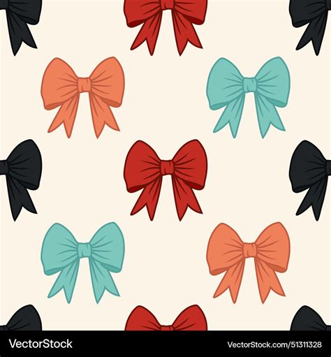 Seamless Pattern With Cartoon Bow Tie Gift Vector Image