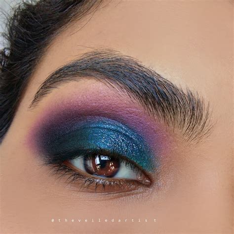 Deep Cerulean and Purple Glitter Smokey Eyes Tutorial - The Veiled Artist