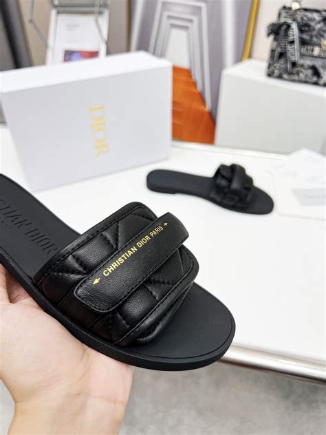 Replica Dior Diorevolution Slide Sandals In Black Calfskin