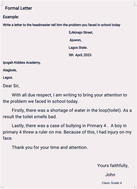 Formal Letter Letter Example Lettering English Vocabulary Words